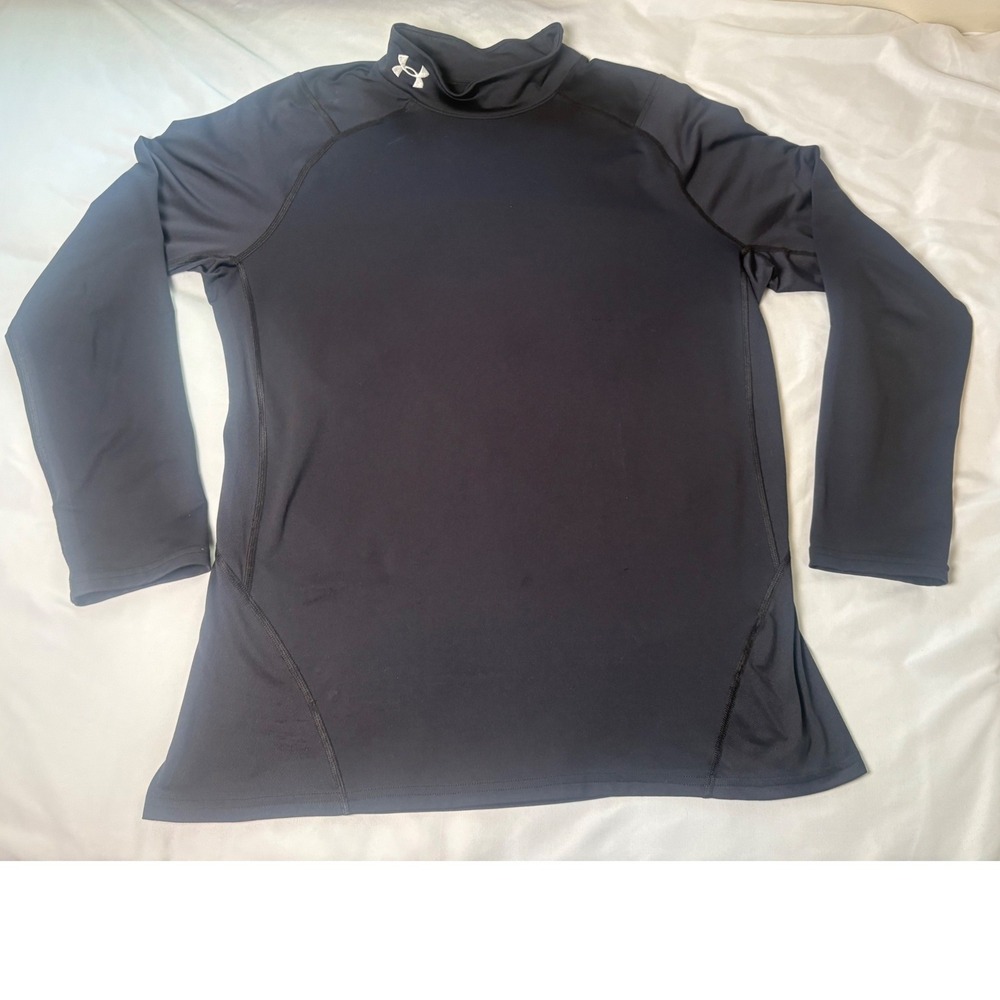 Under Armour ColdGear Mock Neck Mens XXL Black Excellent Fitted Base Layer Top